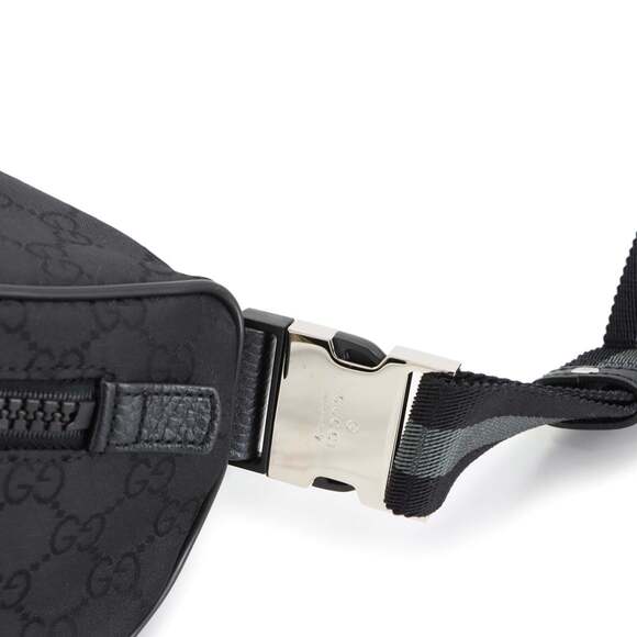 Gucci GG Nylon Crossbody Bag, Black Leather with Silver Hardware, 449182 - Picture 9 of 10